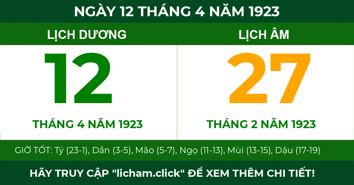 lịch âm ngày 12 tháng 4 năm 1923