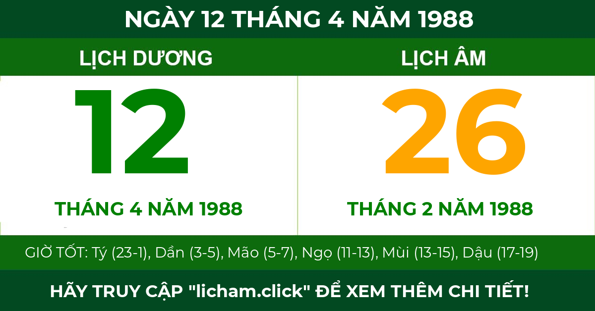 lịch âm ngày 12 tháng 4 năm 1988