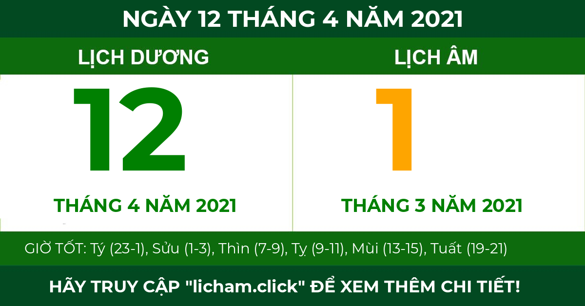 lịch âm ngày 12 tháng 4 năm 2021