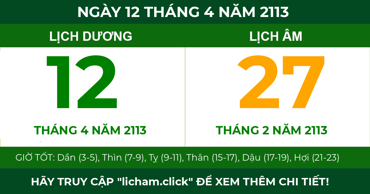 lịch âm ngày 12 tháng 4 năm 2113