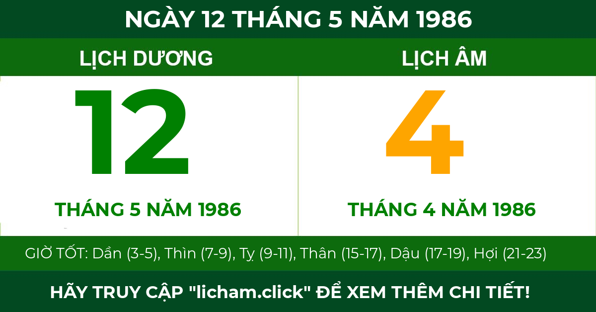lịch âm ngày 12 tháng 5 năm 1986
