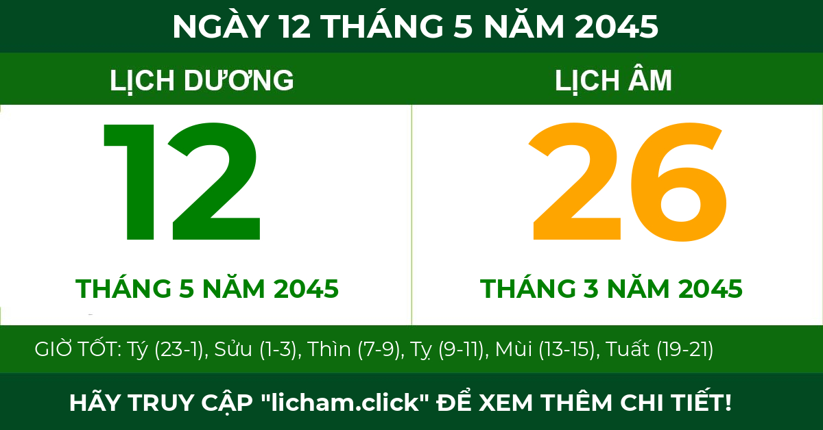 lịch âm ngày 12 tháng 5 năm 2045