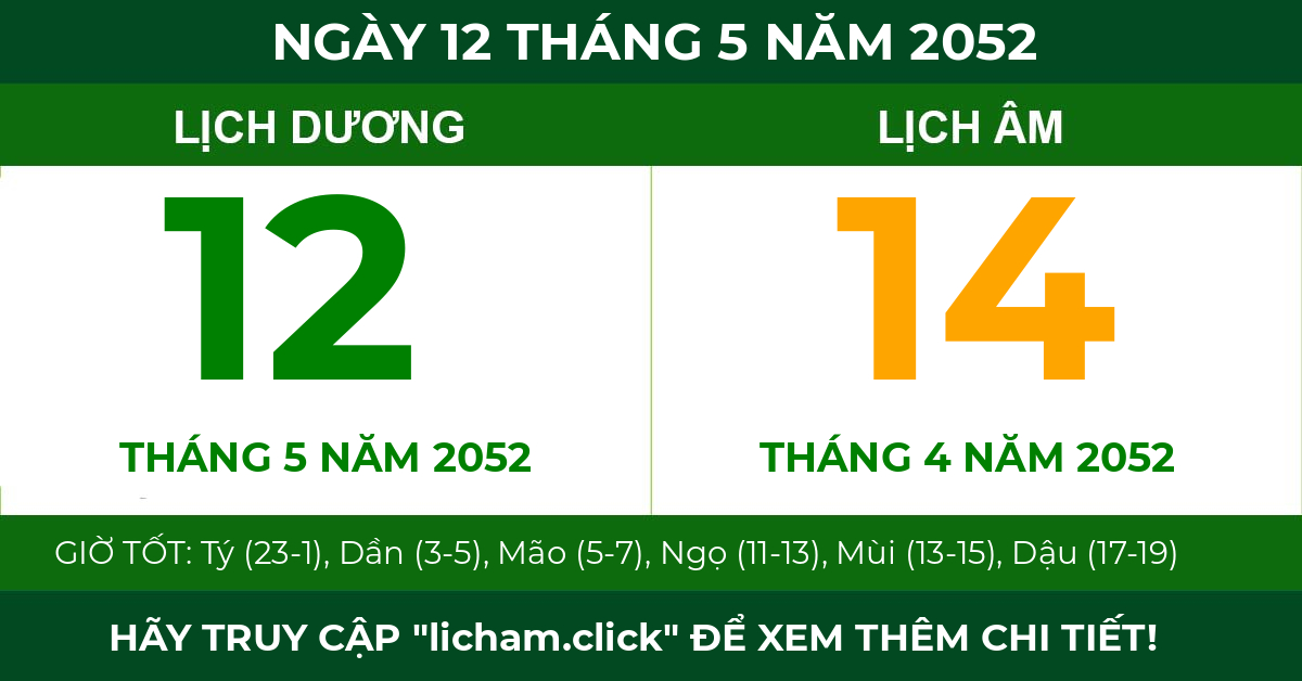 lịch âm ngày 12 tháng 5 năm 2052