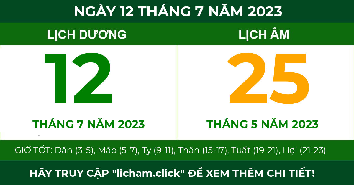 lịch âm ngày 12 tháng 7 năm 2023