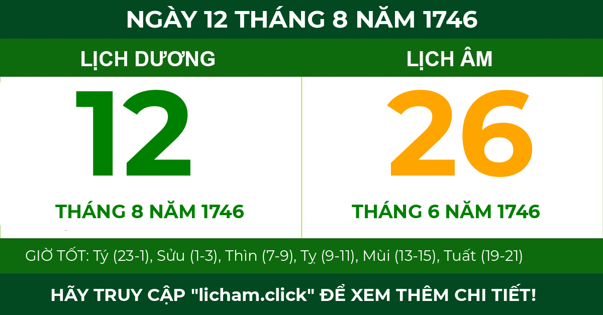 lịch âm ngày 12 tháng 8 năm 1746