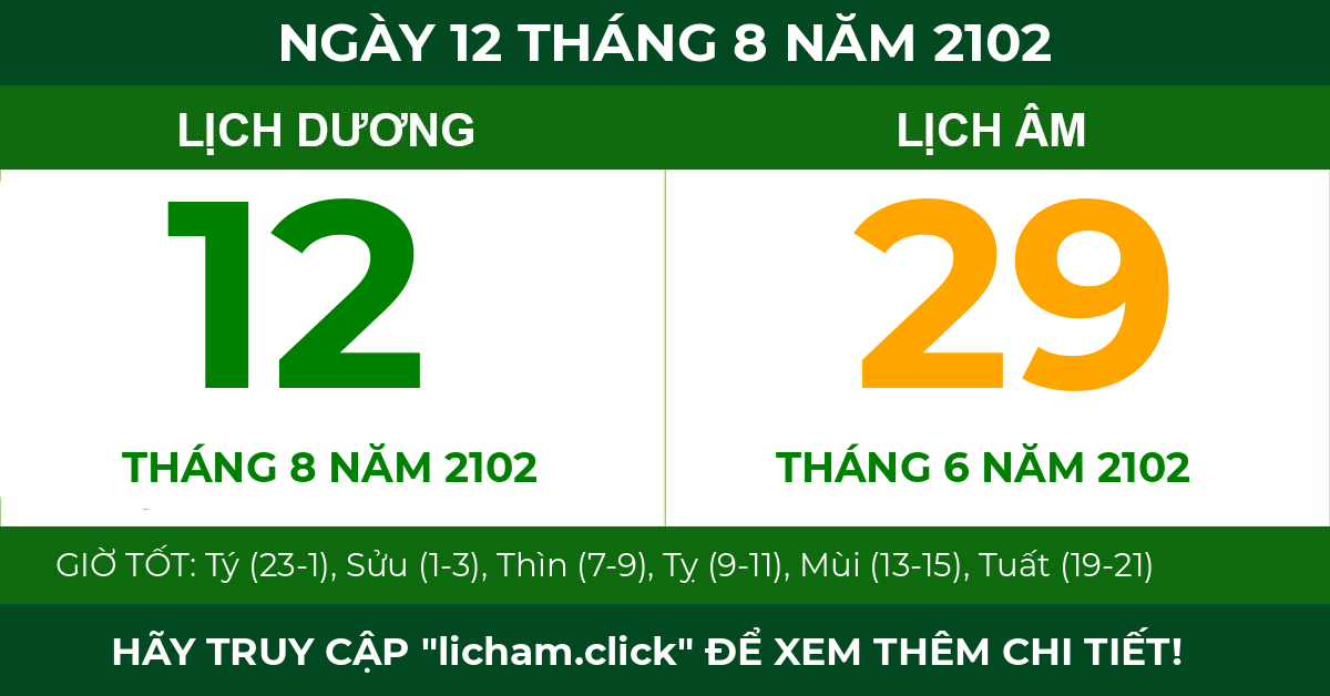 lịch âm ngày 12 tháng 8 năm 2102