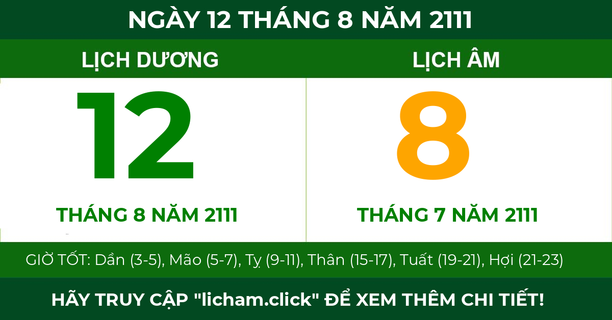 lịch âm ngày 12 tháng 8 năm 2111