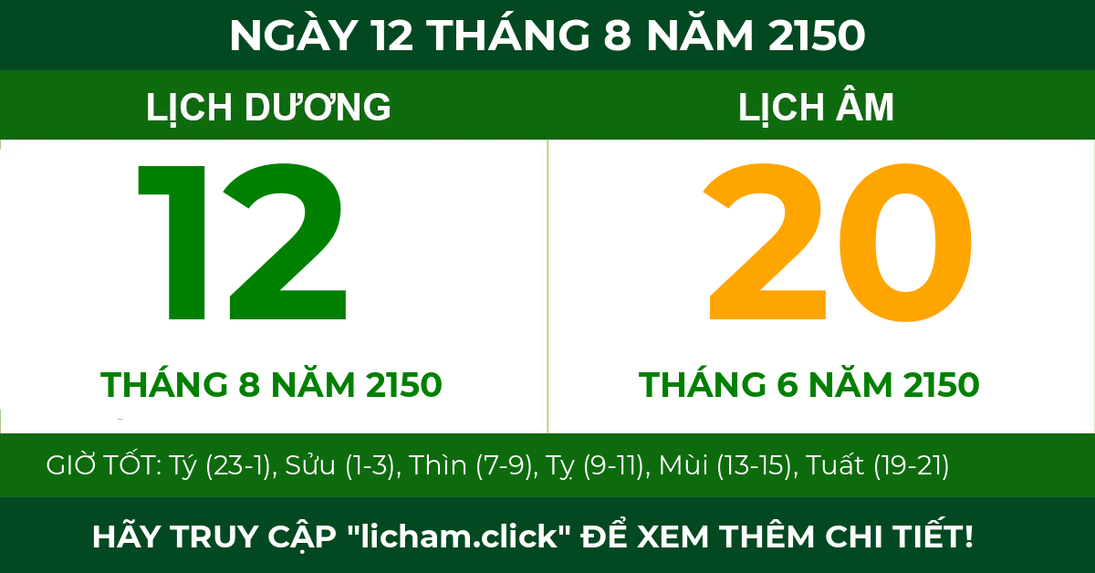 lịch âm ngày 12 tháng 8 năm 2150
