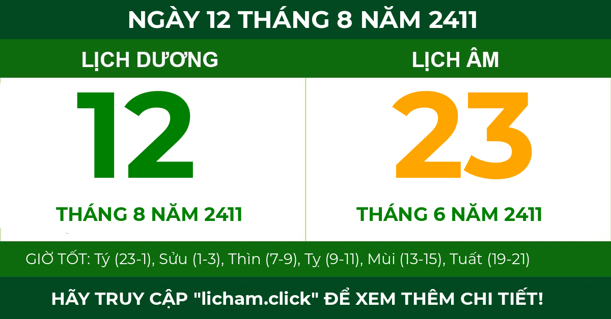 lịch âm ngày 12 tháng 8 năm 2411