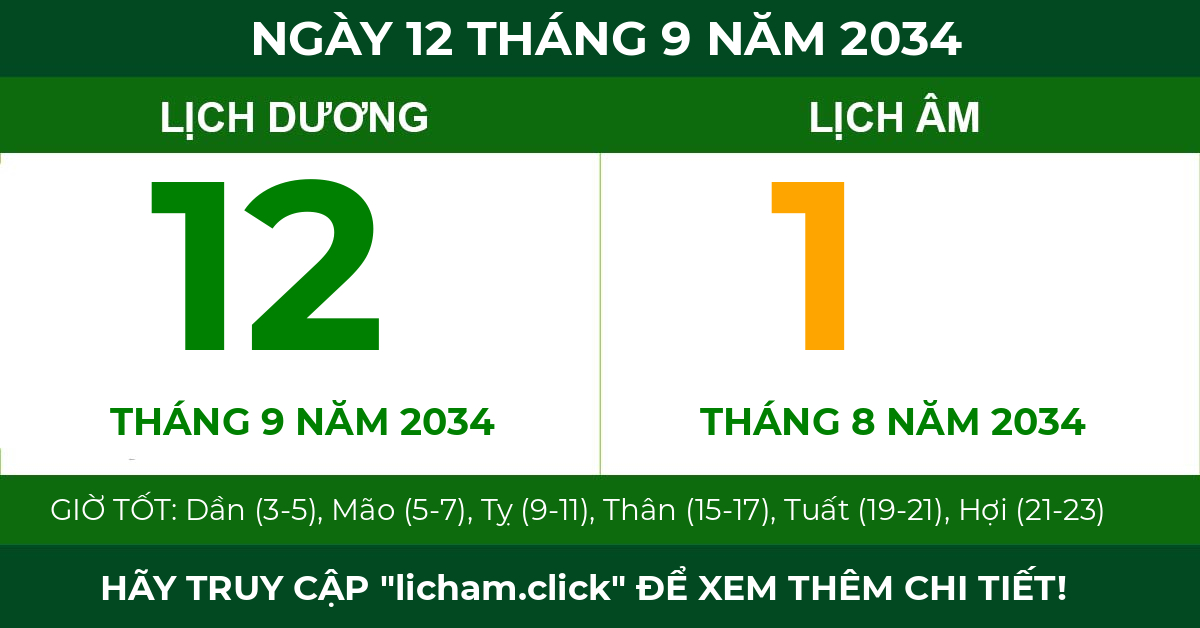 lịch âm ngày 12 tháng 9 năm 2034