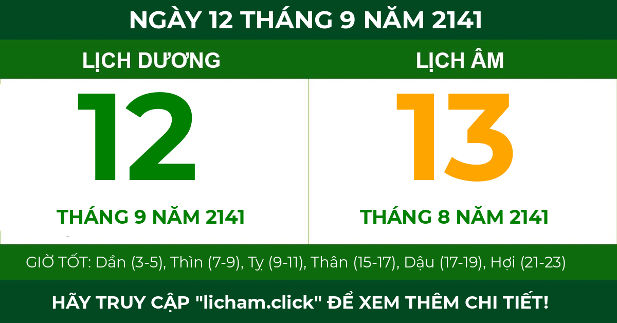 lịch âm ngày 12 tháng 9 năm 2141