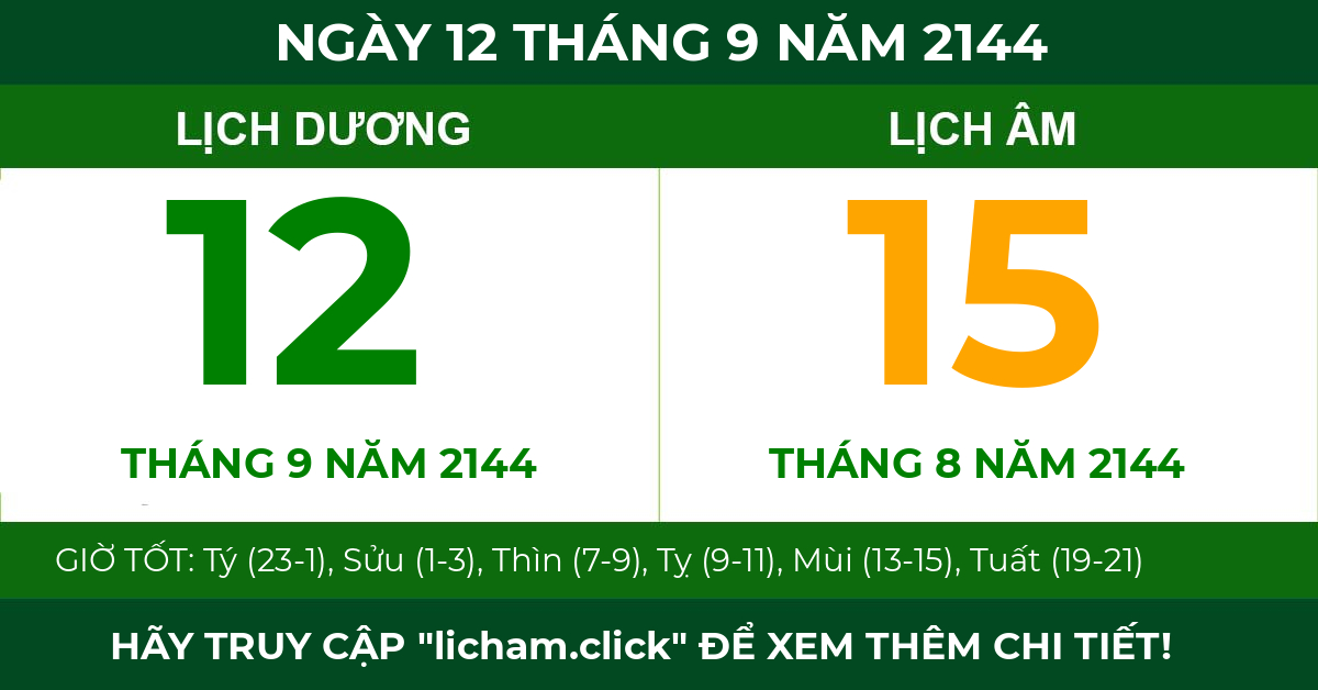 lịch âm ngày 12 tháng 9 năm 2144