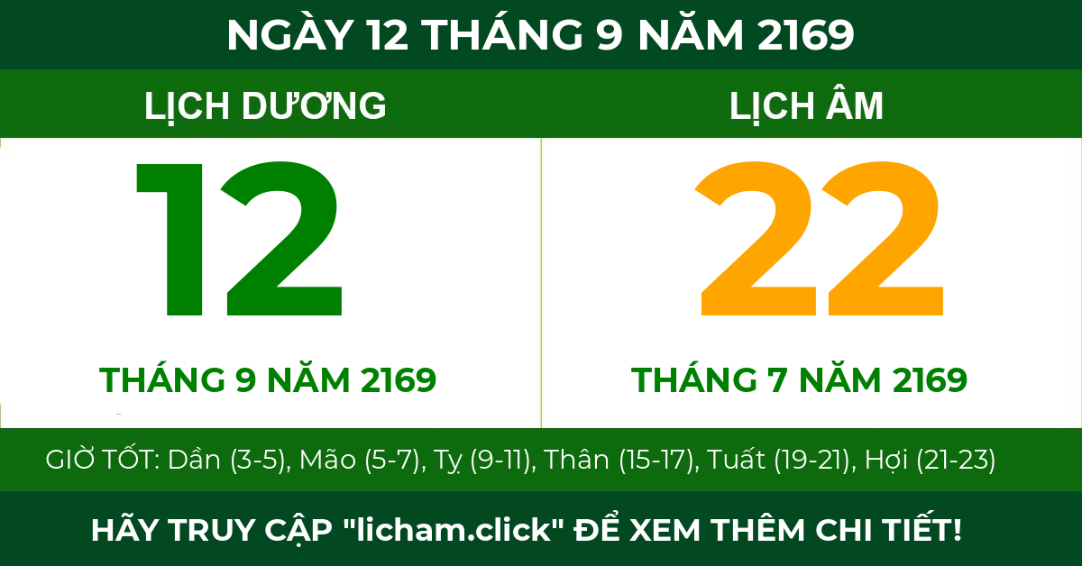 lịch âm ngày 12 tháng 9 năm 2169