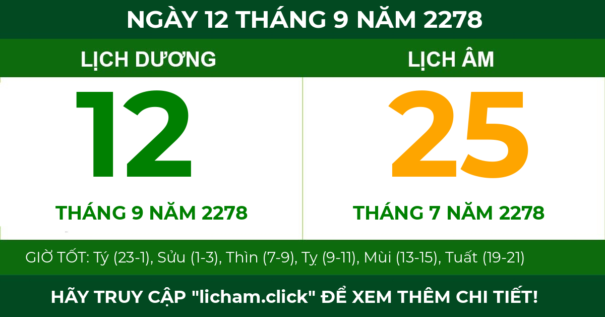 lịch âm ngày 12 tháng 9 năm 2278