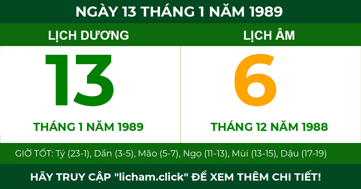 lịch âm ngày 13 tháng 1 năm 1989