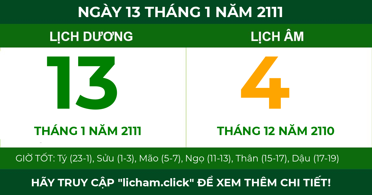 lịch âm ngày 13 tháng 1 năm 2111