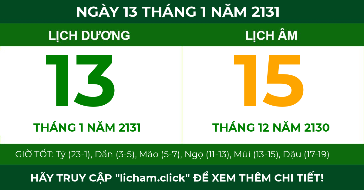 lịch âm ngày 13 tháng 1 năm 2131