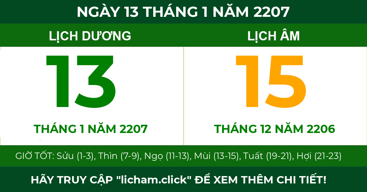 lịch âm ngày 13 tháng 1 năm 2207