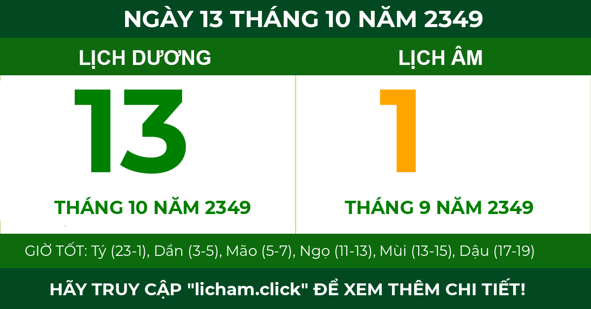 lịch âm ngày 13 tháng 10 năm 2349
