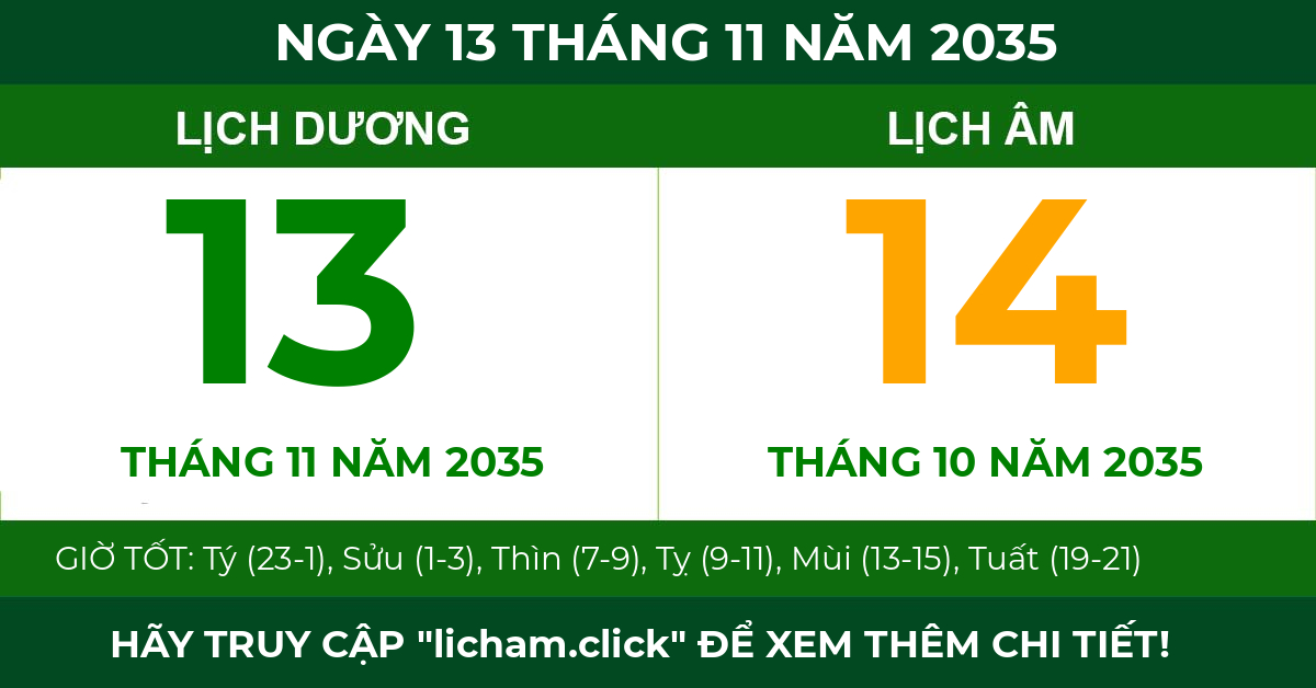 lịch âm ngày 13 tháng 11 năm 2035