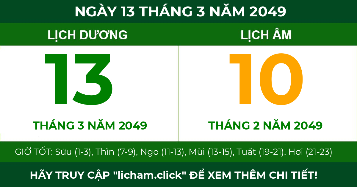 lịch âm ngày 13 tháng 3 năm 2049