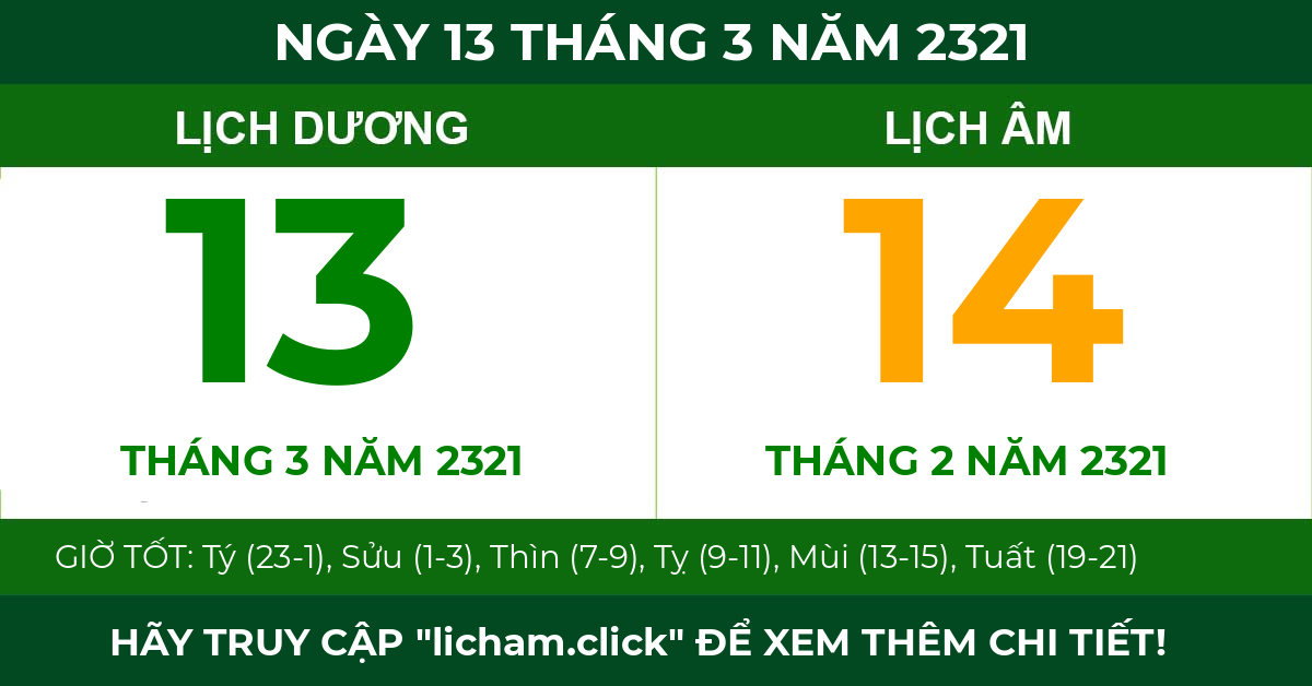 lịch âm ngày 13 tháng 3 năm 2321