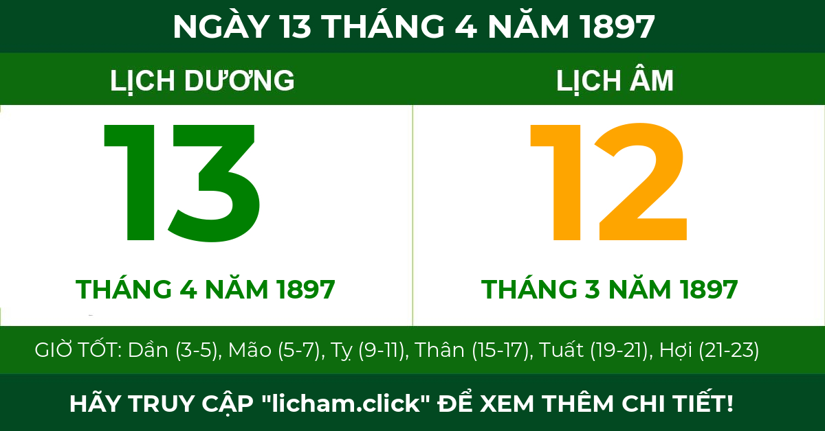 lịch âm ngày 13 tháng 4 năm 1897