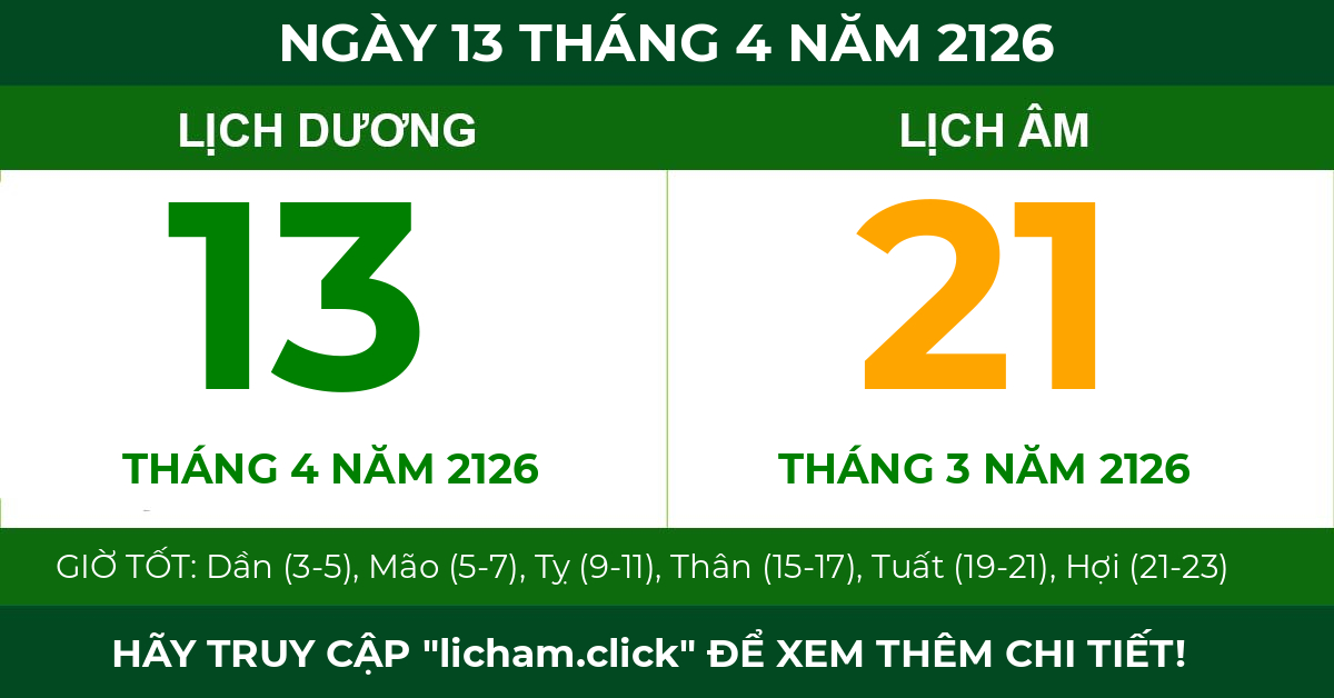 lịch âm ngày 13 tháng 4 năm 2126