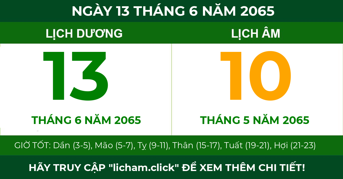 lịch âm ngày 13 tháng 6 năm 2065