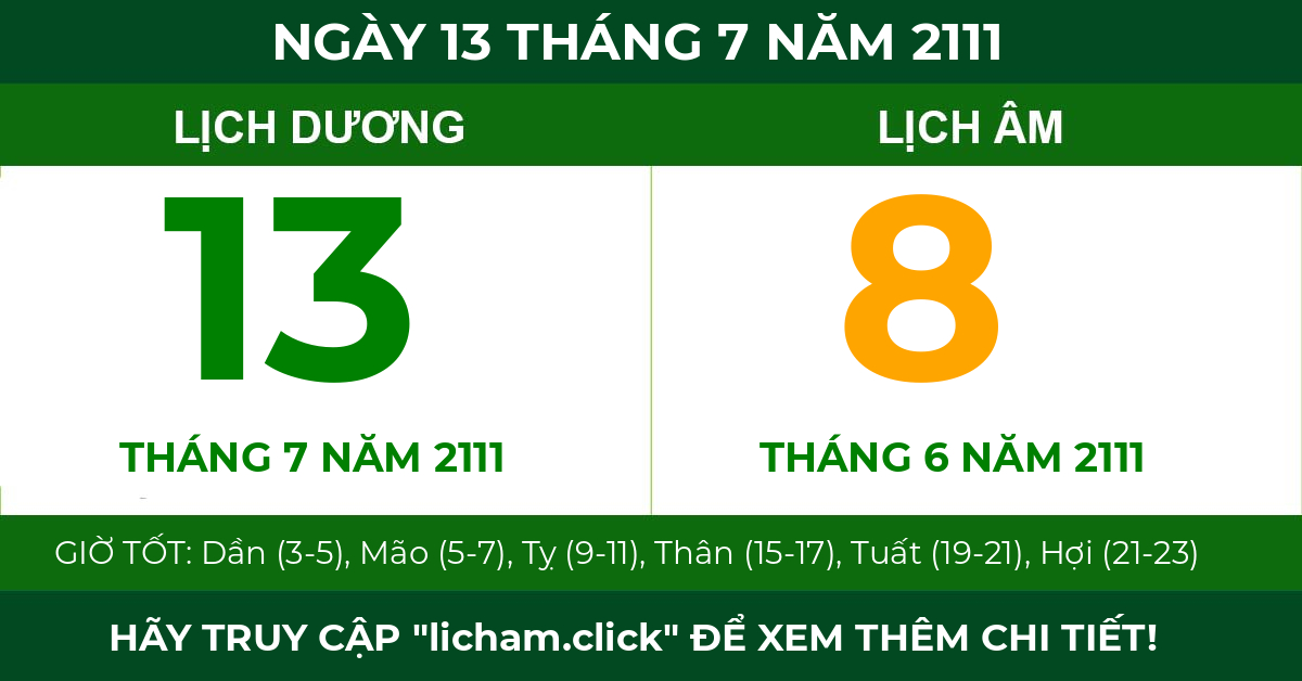 lịch âm ngày 13 tháng 7 năm 2111