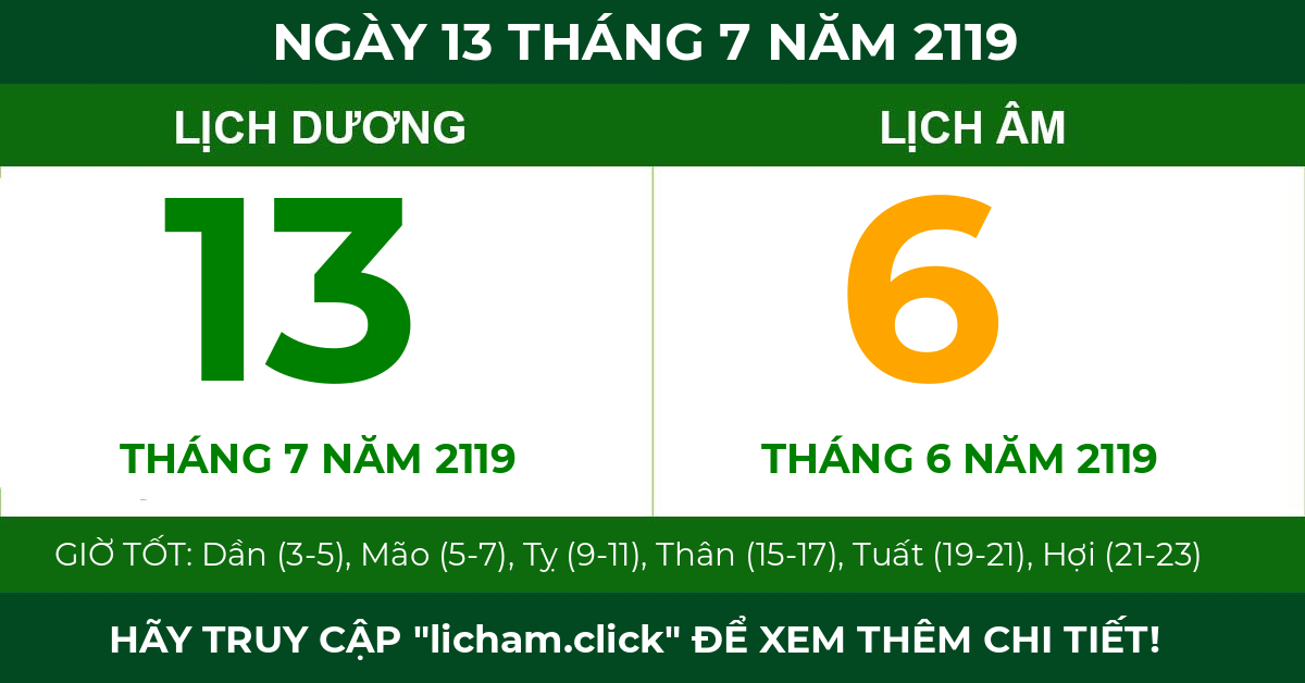 lịch âm ngày 13 tháng 7 năm 2119