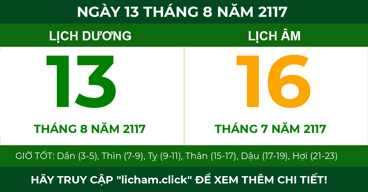 lịch âm ngày 13 tháng 8 năm 2117