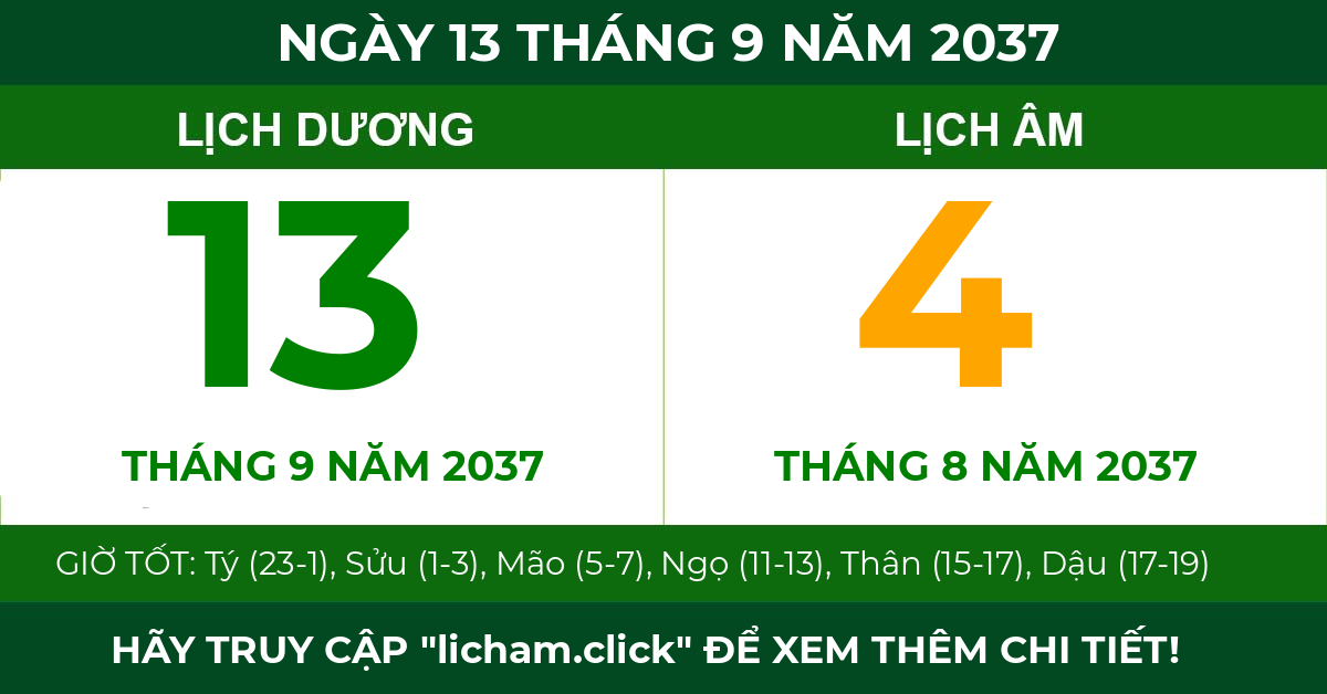 lịch âm ngày 13 tháng 9 năm 2037