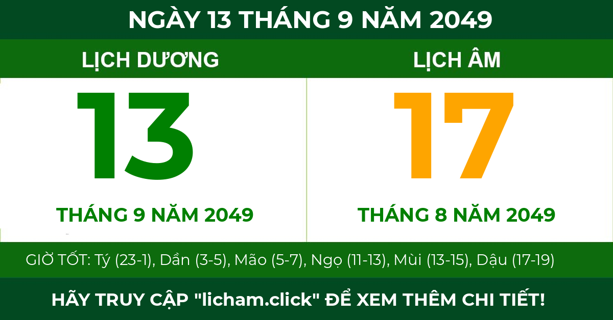 lịch âm ngày 13 tháng 9 năm 2049