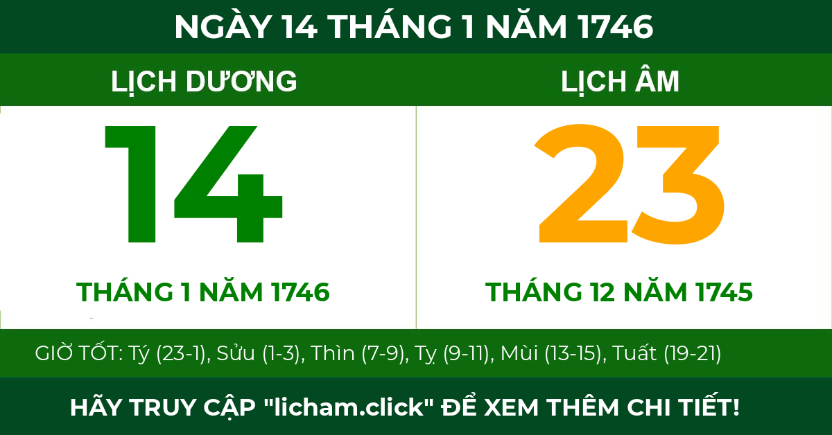 lịch âm ngày 14 tháng 1 năm 1746
