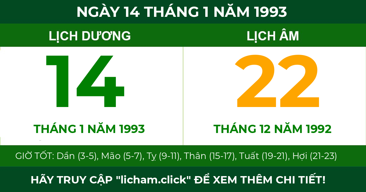 lịch âm ngày 14 tháng 1 năm 1993