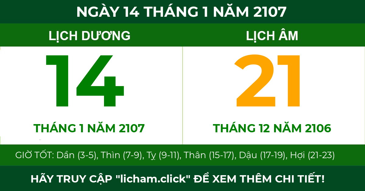 lịch âm ngày 14 tháng 1 năm 2107