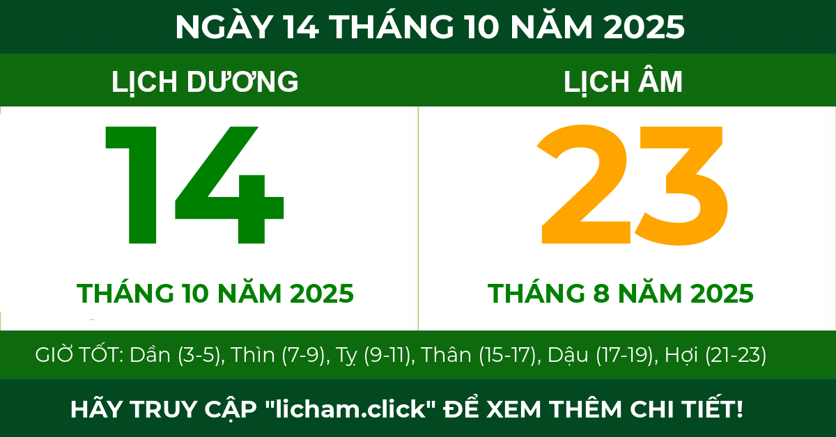 lịch âm ngày 14 tháng 10 năm 2025