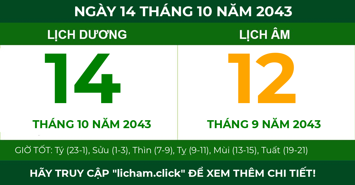 lịch âm ngày 14 tháng 10 năm 2043