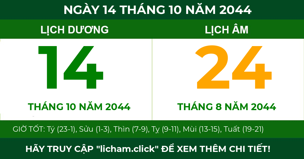 lịch âm ngày 14 tháng 10 năm 2044