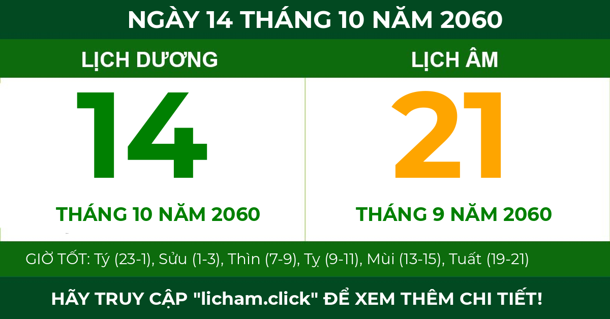 lịch âm ngày 14 tháng 10 năm 2060