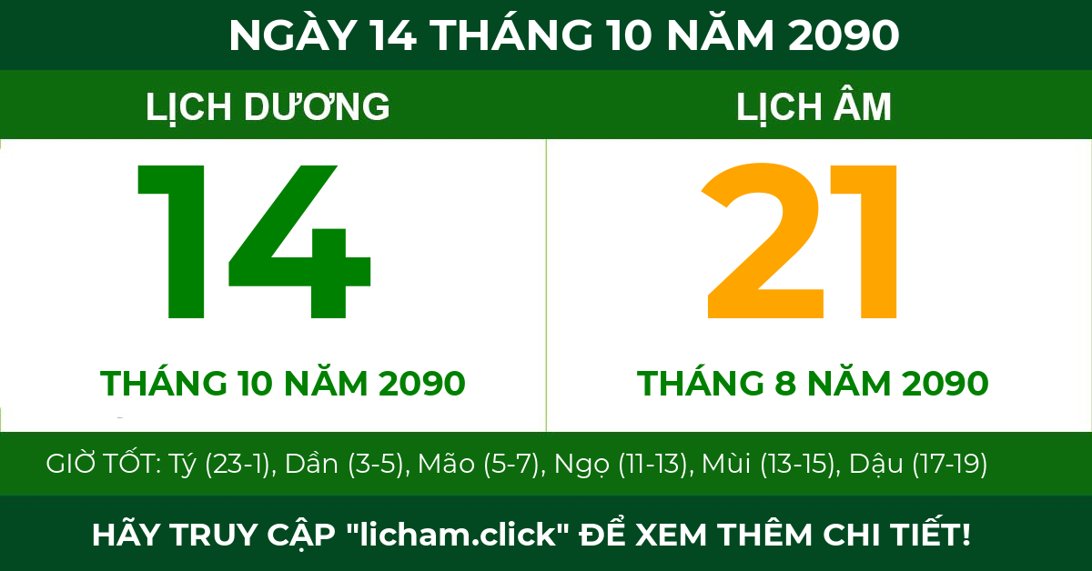lịch âm ngày 14 tháng 10 năm 2090