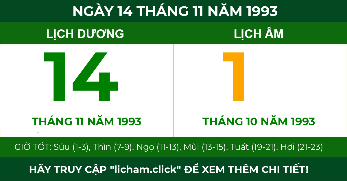 lịch âm ngày 14 tháng 11 năm 1993
