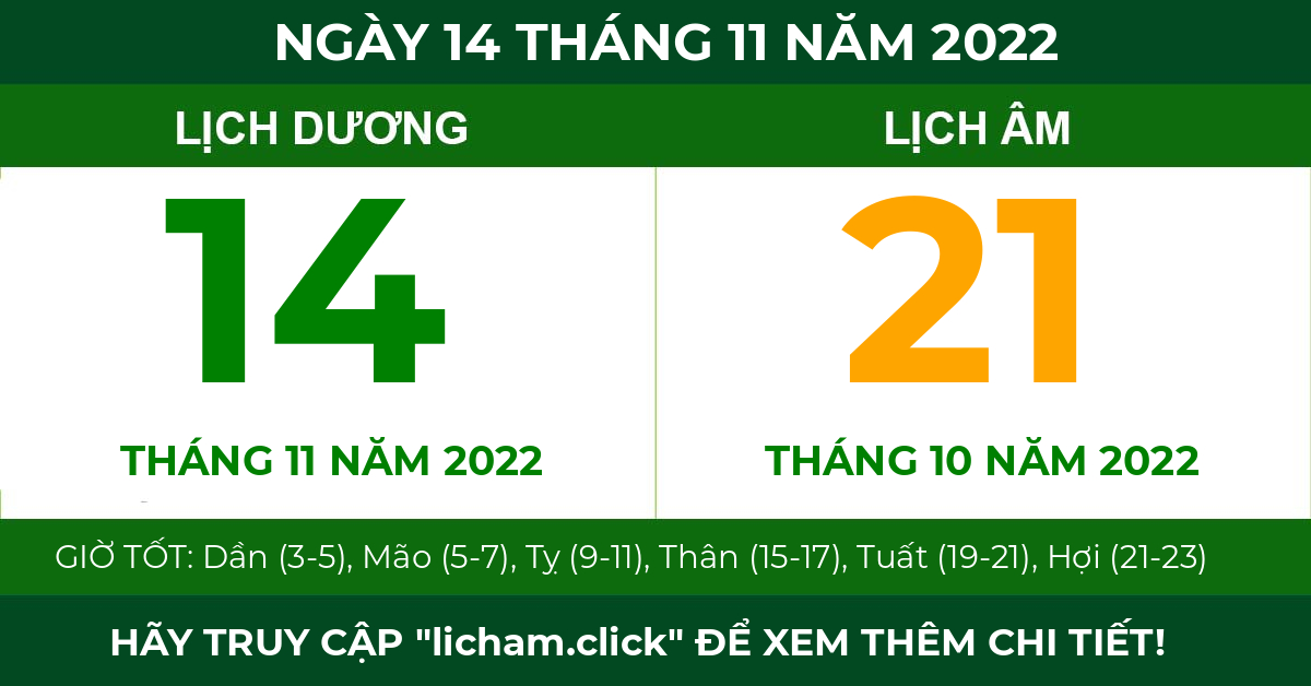 lịch âm ngày 14 tháng 11 năm 2022
