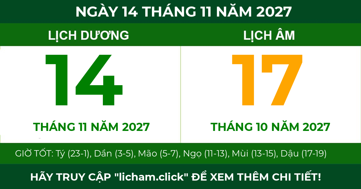 lịch âm ngày 14 tháng 11 năm 2027