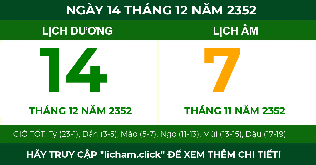lịch âm ngày 14 tháng 12 năm 2352