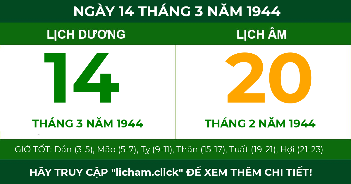 lịch âm ngày 14 tháng 3 năm 1944