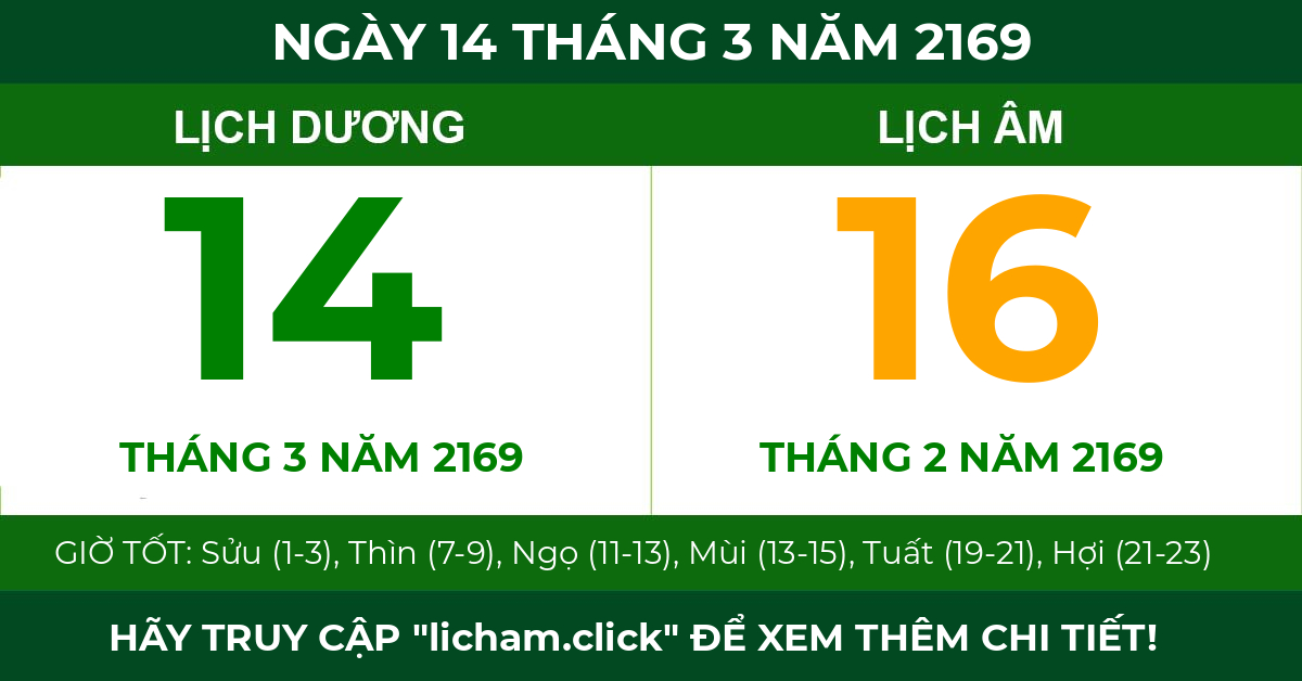 lịch âm ngày 14 tháng 3 năm 2169