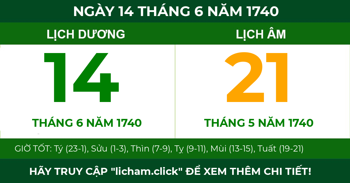 lịch âm ngày 14 tháng 6 năm 1740