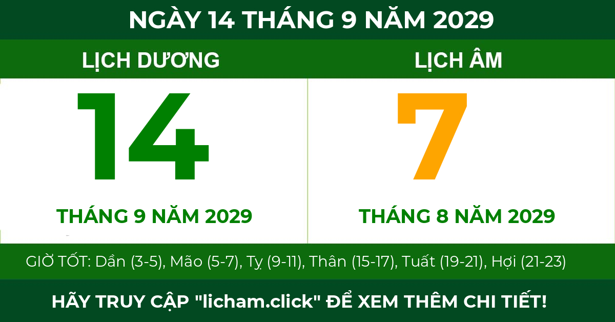 lịch âm ngày 14 tháng 9 năm 2029